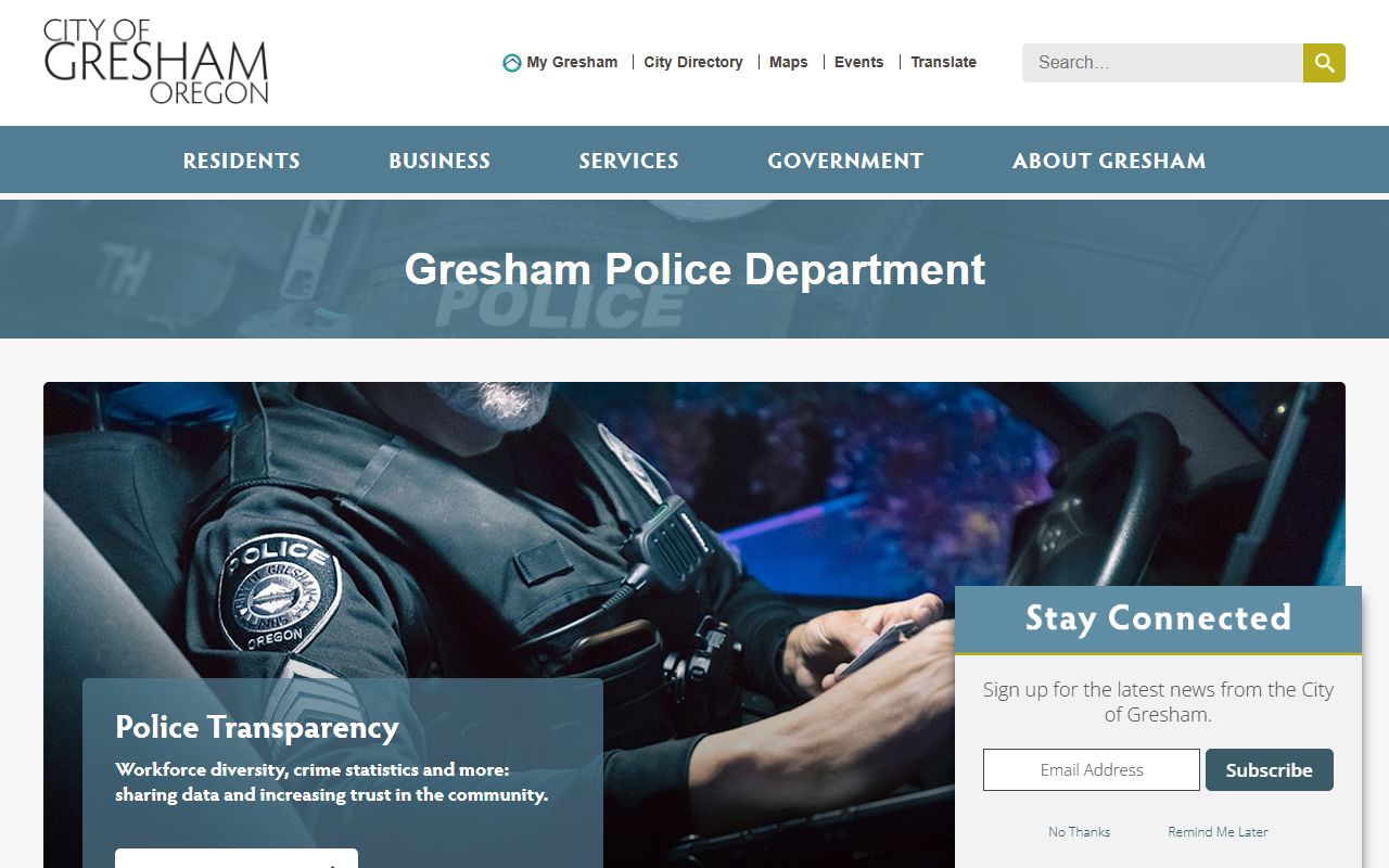 Gresham Police Department page for DUI record requests