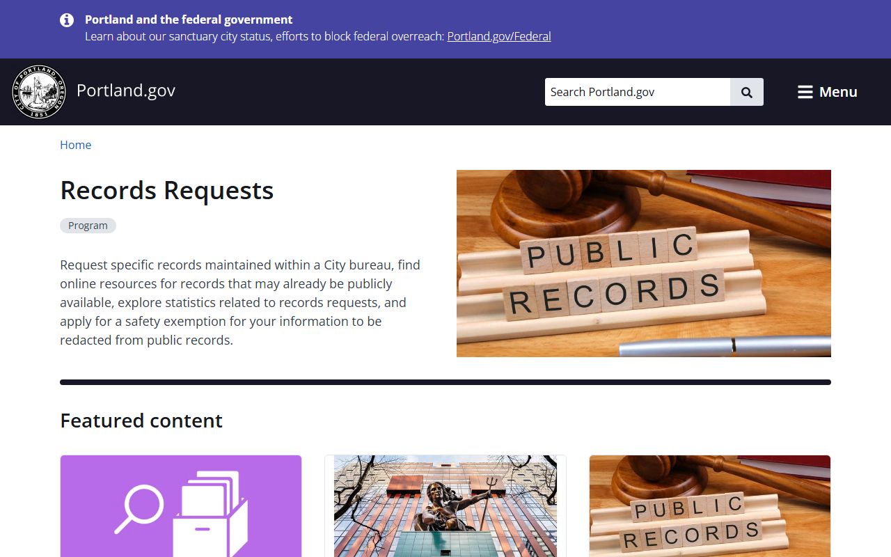 Portland public records portal for requesting DUI and other city records
