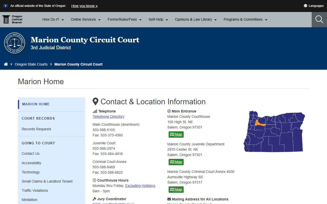Marion County Circuit Court for Salem DUI case records
