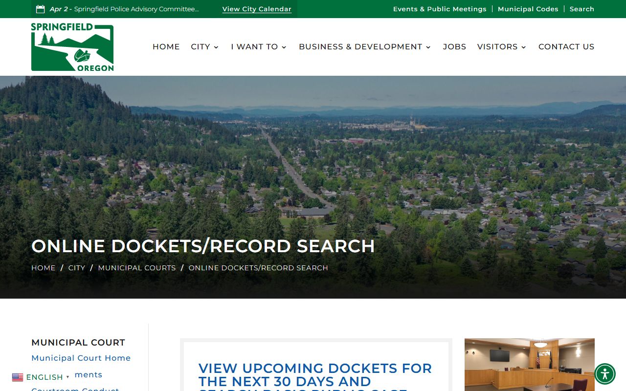 Springfield online dockets and record search for DUI case lookup