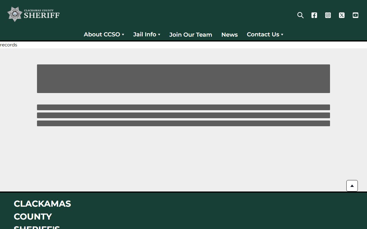 Clackamas County Sheriff records website for DUI records