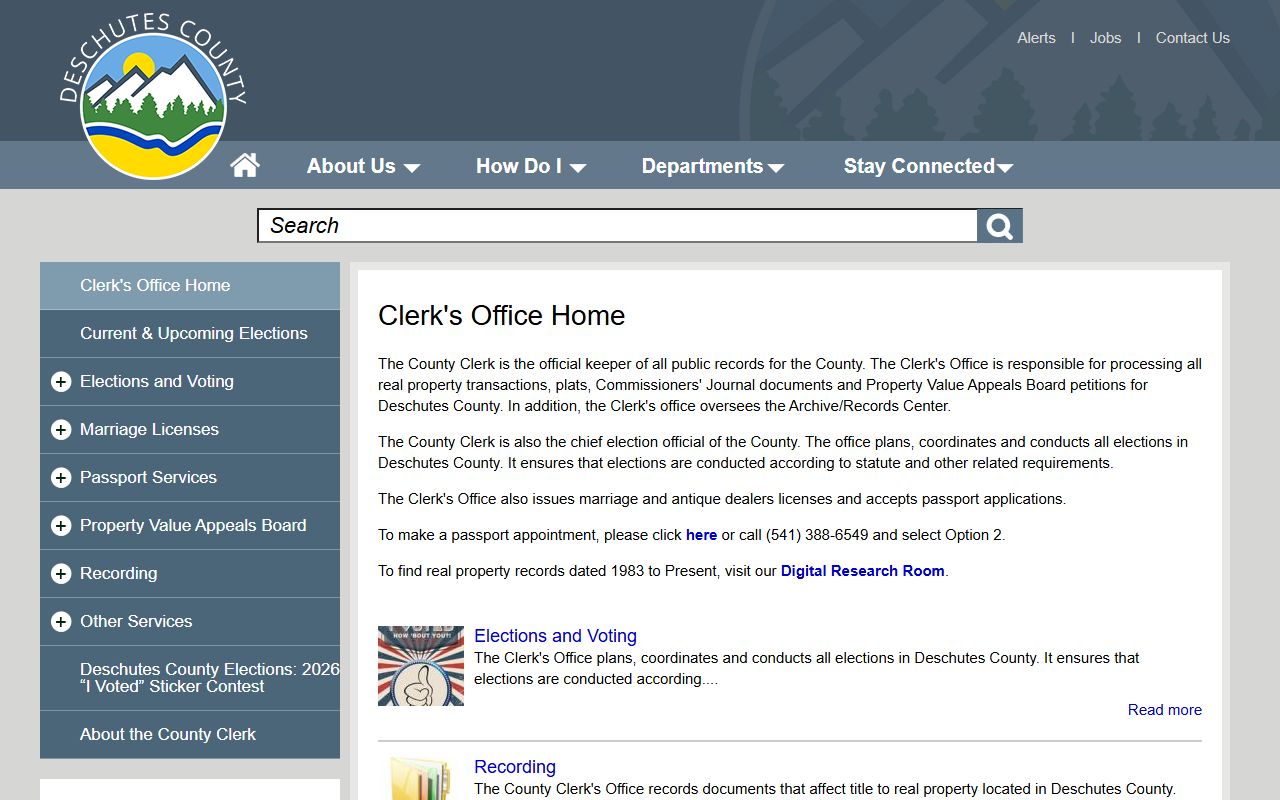 Deschutes County Clerk office for DUI records