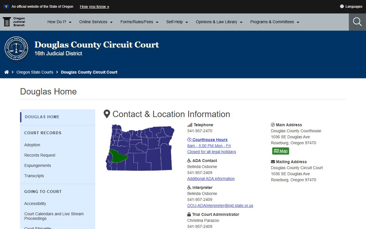 Douglas County Circuit Court DUI records access page