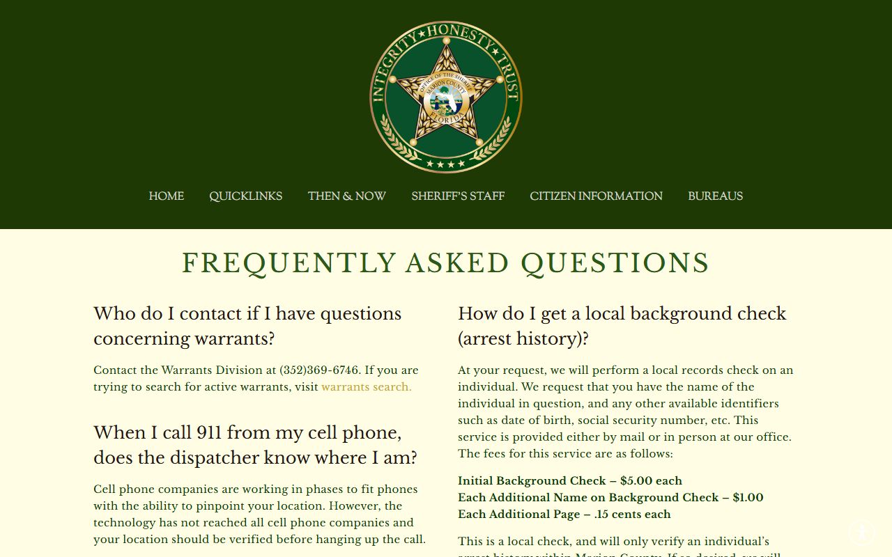 Marion County Sheriff inmate records page for DUI records