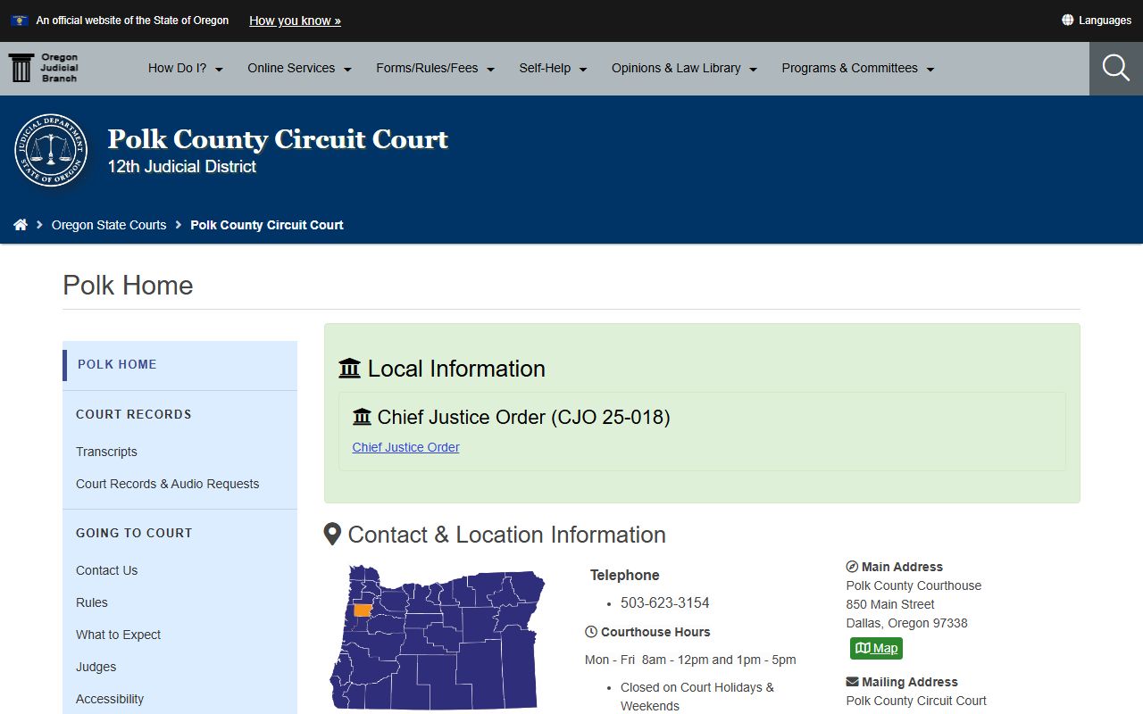 Polk County Circuit Court DUI records access page