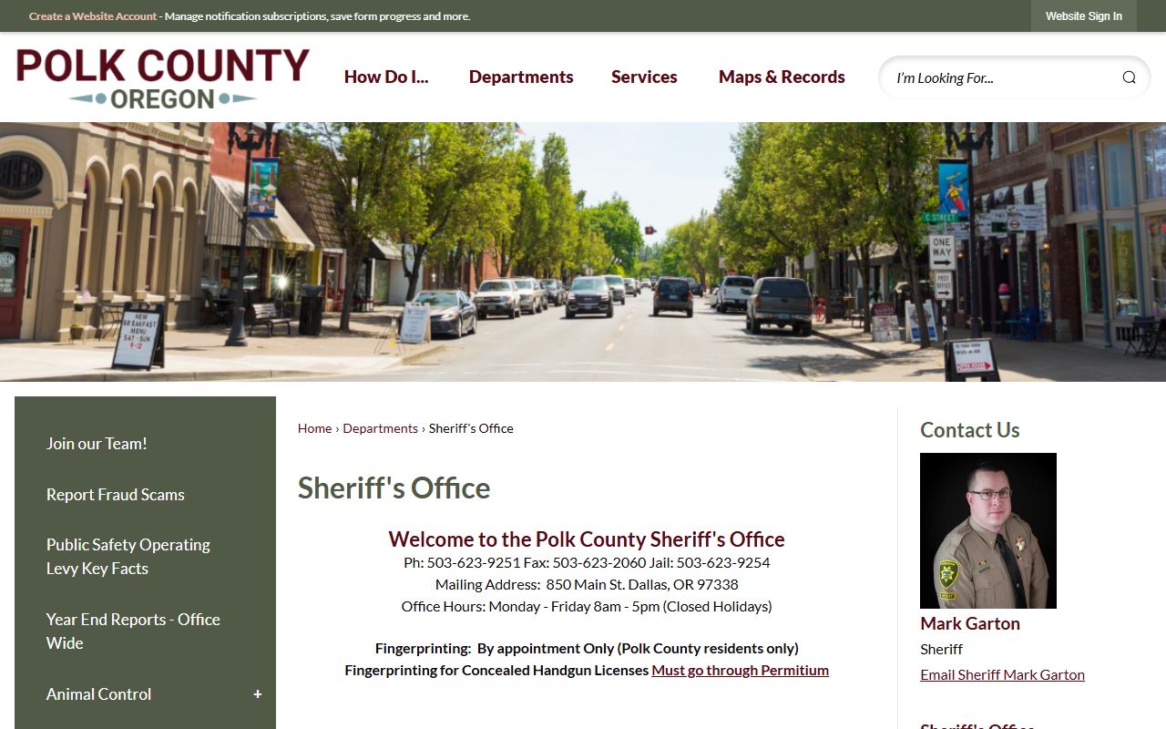 Polk County Sheriff office page for DUI records