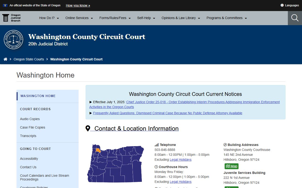 Washington County Circuit Court page for DUI records