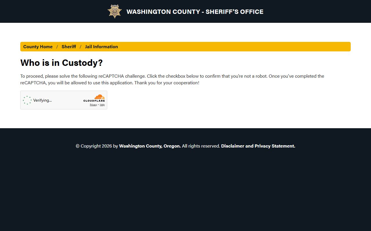 Washington County jail inmate search for DUI records