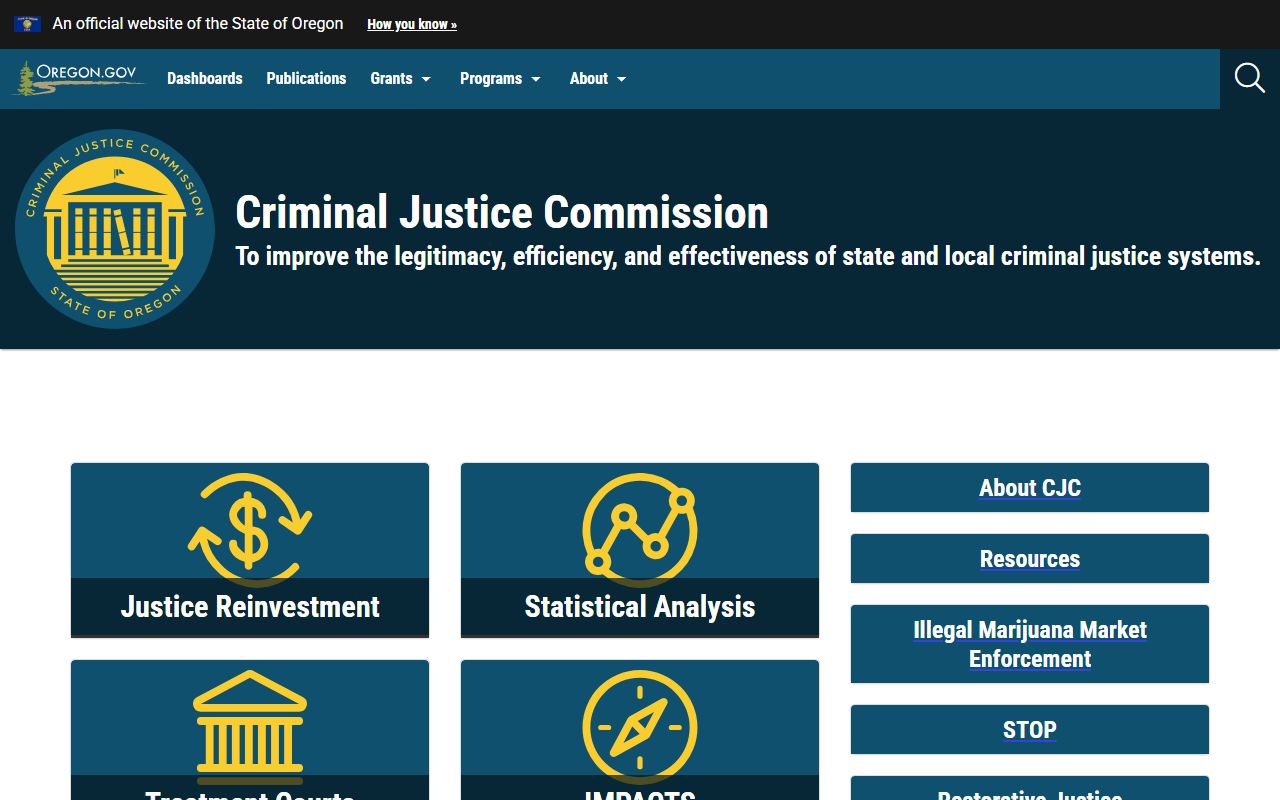 Oregon Criminal Justice Commission page for DUI statistics and records