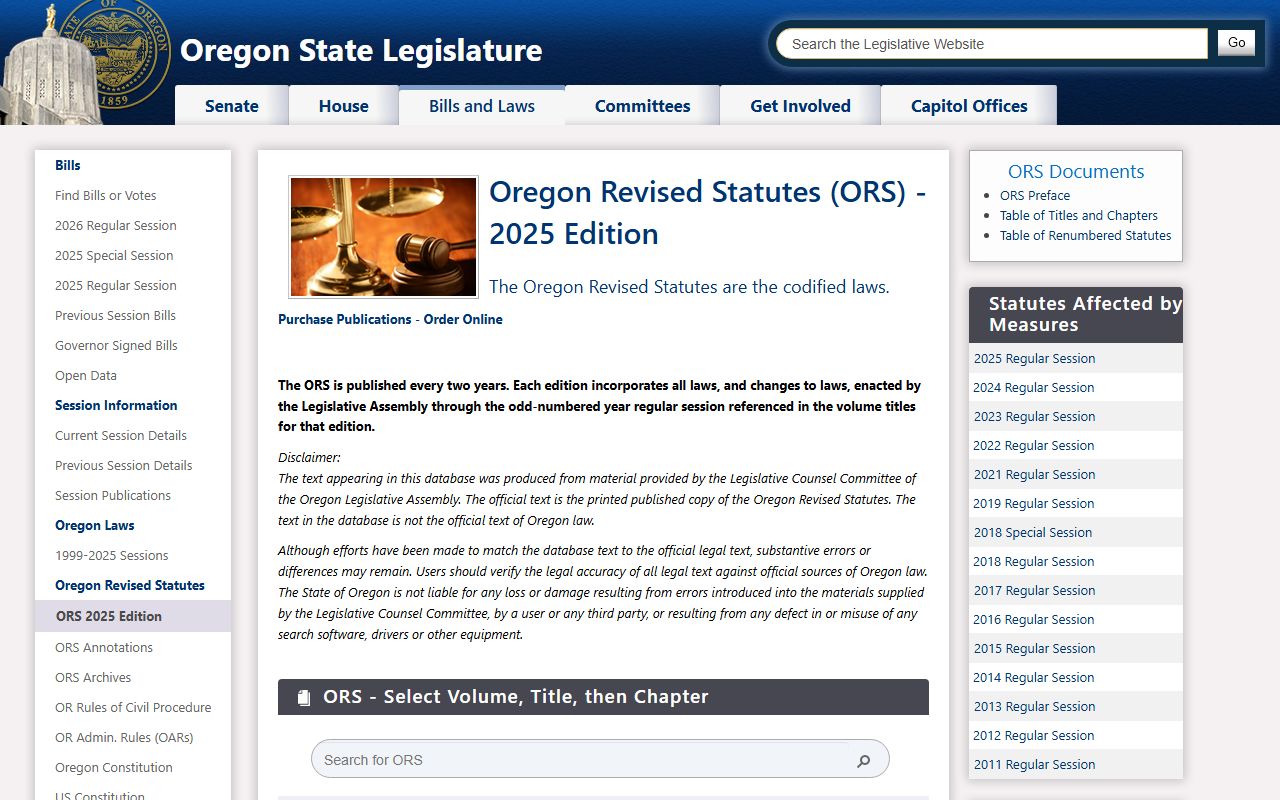 ORS 813 statutes page for Oregon DUI records and DUII laws